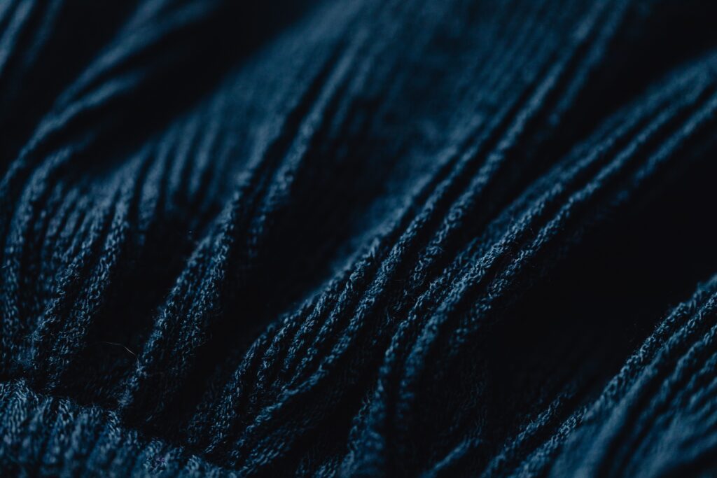 Dark Blue Knitted Fabric Close-Up